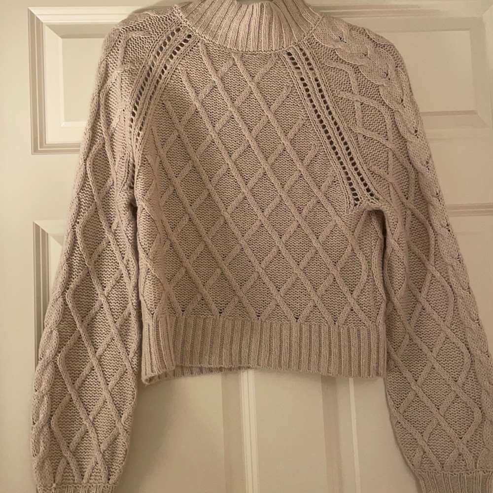 cream cowl neck sweater cropped